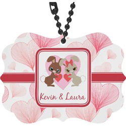 Hearts & Bunnies Rear View Mirror Decor (Personalized)