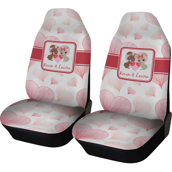 Custom Hearts & Bunnies Car Seat Covers (Set of Two) (Personalized)