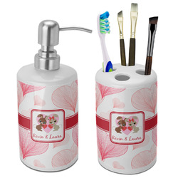 Hearts & Bunnies Ceramic Bathroom Accessories Set (Personalized)