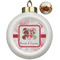 Hearts & Bunnies Ceramic Christmas Ornament - Poinsettias (Front View)