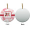 Hearts & Bunnies Ceramic Flat Ornament - Circle Front & Back (APPROVAL)