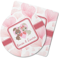 Hearts & Bunnies Rubber Backed Coaster (Personalized)