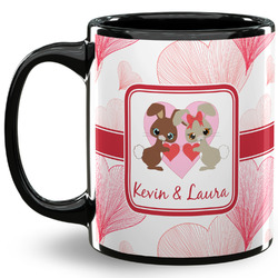 Hearts & Bunnies 11 Oz Coffee Mug - Black (Personalized)