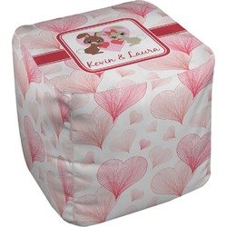 Hearts & Bunnies Cube Pouf Ottoman - 18" (Personalized)