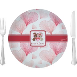 Hearts & Bunnies Glass Lunch / Dinner Plate 10" (Personalized)