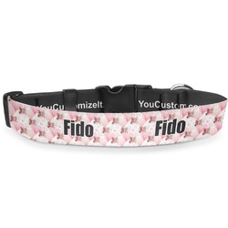 Hearts & Bunnies Deluxe Dog Collar - Medium (11.5" to 17.5") (Personalized)