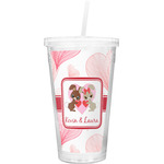 Hearts & Bunnies Double Wall Tumbler with Straw (Personalized)