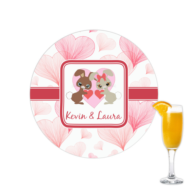 Custom Hearts & Bunnies Printed Drink Topper - 2.15" (Personalized)