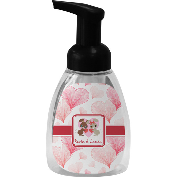 Custom Hearts & Bunnies Foam Soap Bottle - Black (Personalized)