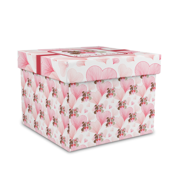 Custom Hearts & Bunnies Gift Box with Lid - Canvas Wrapped - Medium (Personalized)