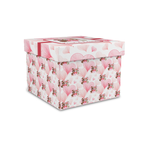 Custom Hearts & Bunnies Gift Box with Lid - Canvas Wrapped - Small (Personalized)