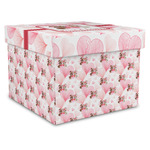 Hearts & Bunnies Gift Box with Lid - Canvas Wrapped - X-Large (Personalized)