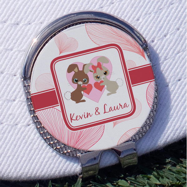 Custom Hearts & Bunnies Golf Ball Marker - Hat Clip