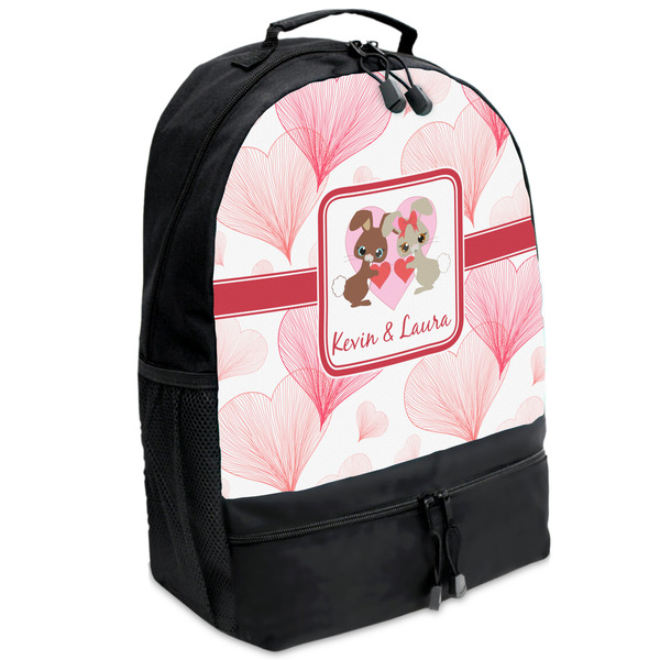 Custom Hearts & Bunnies Backpacks - Black (Personalized)