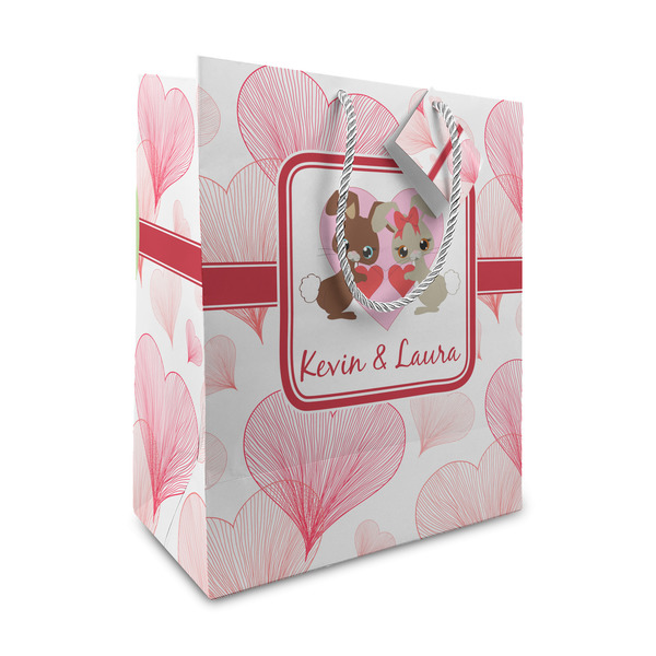 Custom Hearts & Bunnies Medium Gift Bag (Personalized)