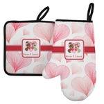 Hearts & Bunnies Left Oven Mitt & Pot Holder Set w/ Couple's Names