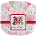 Hearts & Bunnies Velour Baby Bib w/ Couple's Names