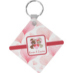 Hearts & Bunnies Diamond Plastic Keychain w/ Couple's Names