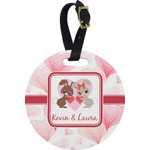 Hearts & Bunnies Plastic Luggage Tag - Round (Personalized)