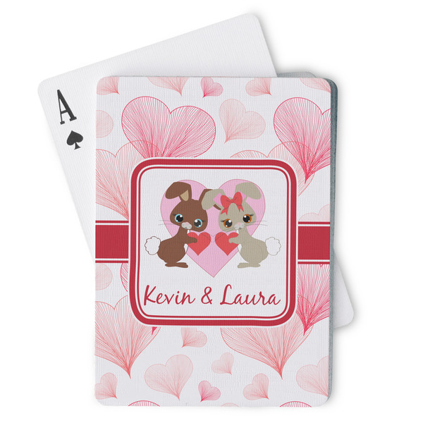 Custom Hearts & Bunnies Playing Cards (Personalized)