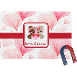 Hearts & Bunnies Rectangular Fridge Magnet (Personalized)