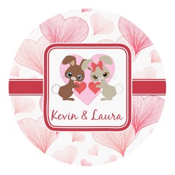 Hearts & Bunnies Round Decal - XLarge (Personalized)