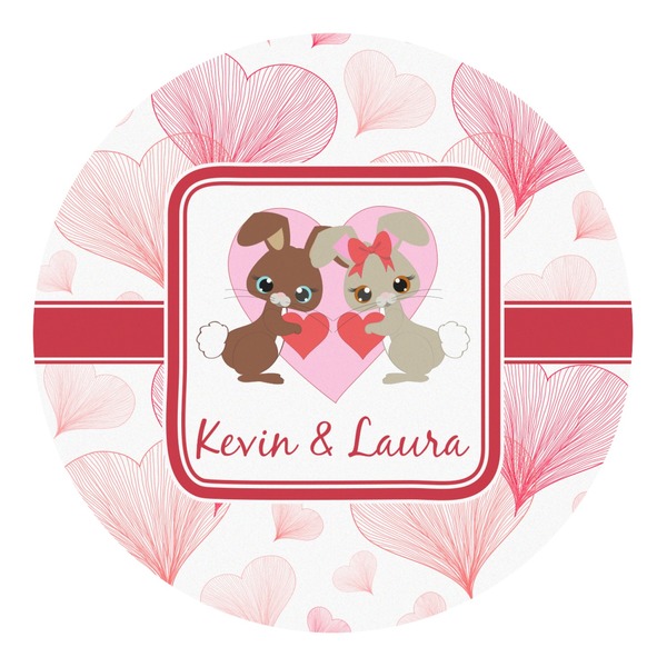 Custom Hearts & Bunnies Round Decal (Personalized)