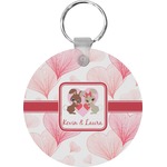 Hearts & Bunnies Round Plastic Keychain (Personalized)