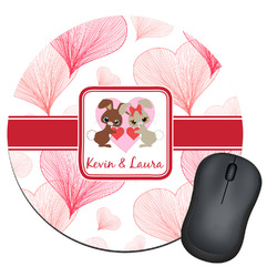 Hearts & Bunnies Round Mouse Pad (Personalized)