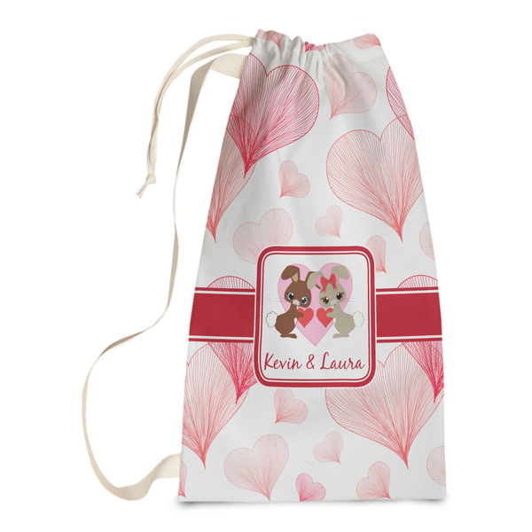 Custom Hearts & Bunnies Laundry Bags - Small (Personalized)