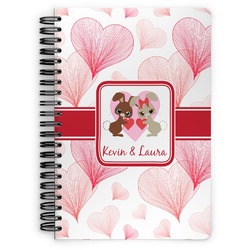 Hearts & Bunnies Spiral Notebook - 7x10 w/ Couple's Names