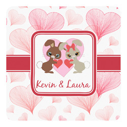 Hearts & Bunnies Square Decal - XLarge (Personalized)
