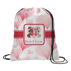 Hearts & Bunnies Drawstring Backpack - Medium (Personalized)