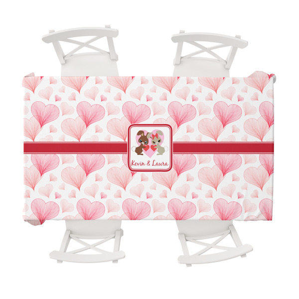 Custom Hearts & Bunnies Tablecloth - 58"x102" (Personalized)