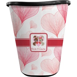 Hearts & Bunnies Waste Basket - Double Sided (Black) (Personalized)