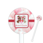 Hearts & Bunnies 5.5" Round Plastic Stir Sticks - White - Single Sided (Personalized)