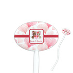 Hearts & Bunnies 7" Oval Plastic Stir Sticks - White - Double Sided (Personalized)