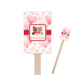 Hearts & Bunnies 6.25" Rectangle Wooden Stir Sticks - Double Sided (Personalized)