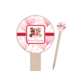 Hearts & Bunnies 6" Round Wooden Food Picks - Double Sided (Personalized)