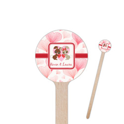 Hearts & Bunnies 6" Round Wooden Stir Sticks - Single Sided (Personalized)