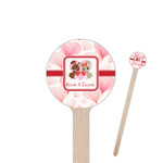 Hearts & Bunnies 7.5" Round Wooden Stir Sticks - Single Sided (Personalized)