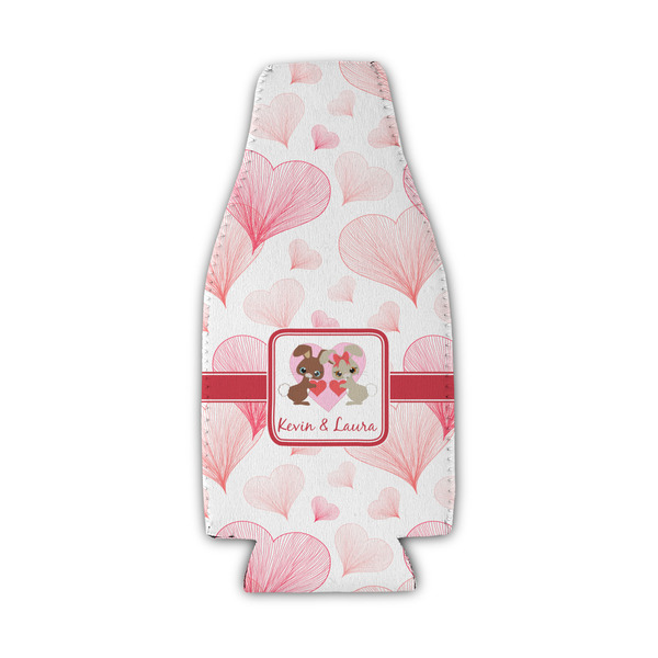 Custom Hearts & Bunnies Zipper Bottle Cooler (Personalized)