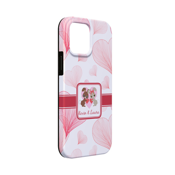 Custom Hearts & Bunnies iPhone Case - Rubber Lined - iPhone 13 Mini (Personalized)