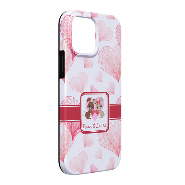 Custom Hearts & Bunnies iPhone Case - Rubber Lined - iPhone 13 Pro Max (Personalized)