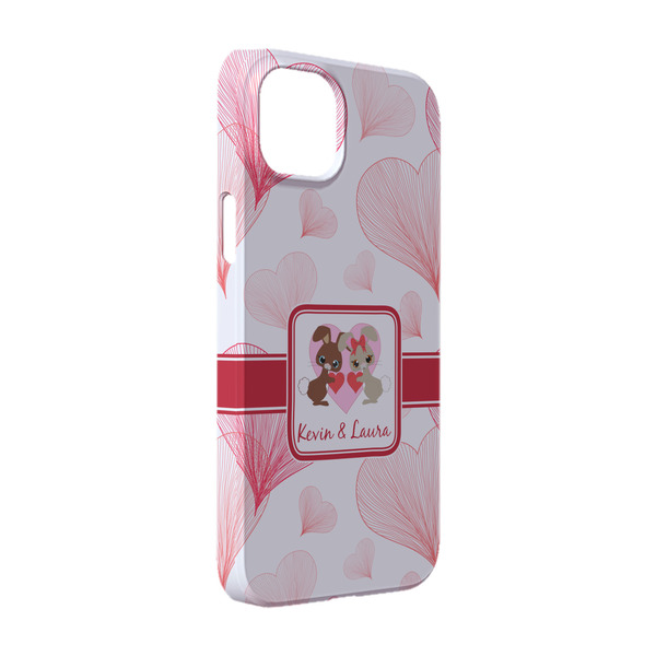 Custom Hearts & Bunnies iPhone Case - Plastic - iPhone 14 (Personalized)