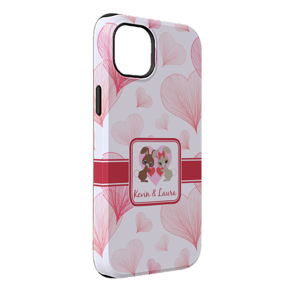 Custom Hearts & Bunnies iPhone Case - Rubber Lined - iPhone 14 Plus (Personalized)