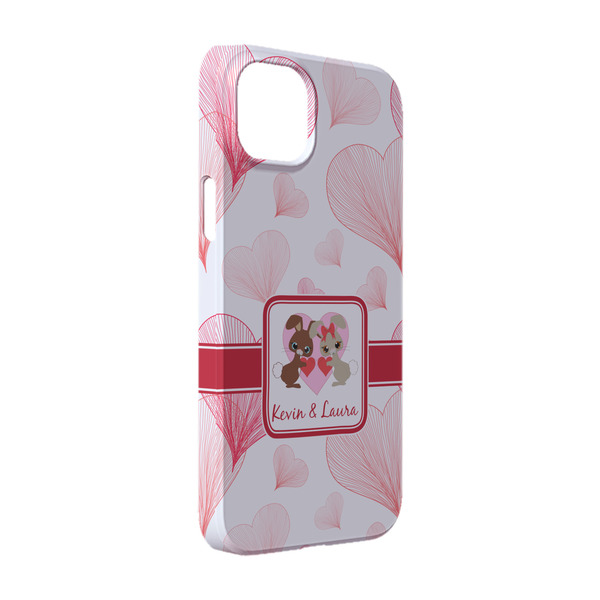 Custom Hearts & Bunnies iPhone Case - Plastic - iPhone 14 Pro (Personalized)