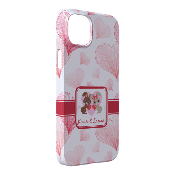 Custom Hearts & Bunnies iPhone Case - Plastic - iPhone 14 Pro Max (Personalized)