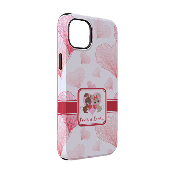 Custom Hearts & Bunnies iPhone Case - Rubber Lined - iPhone 14 Pro (Personalized)