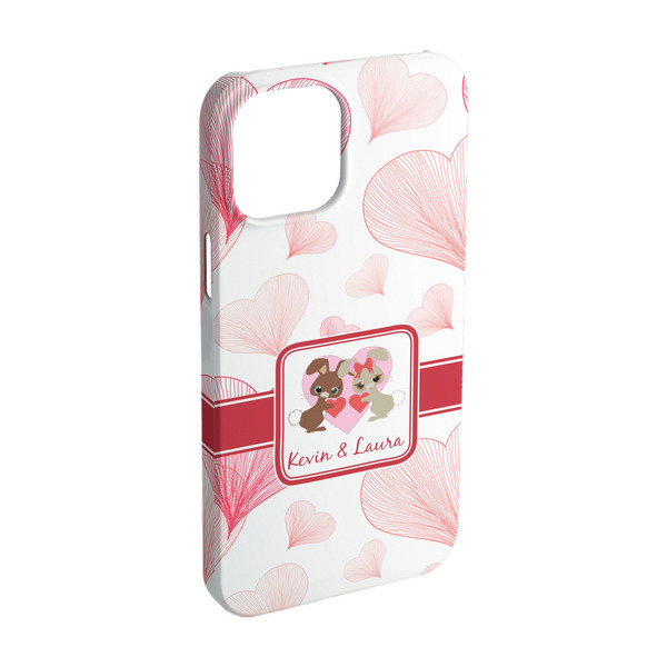 Custom Hearts & Bunnies iPhone Case - Plastic - iPhone 15 (Personalized)